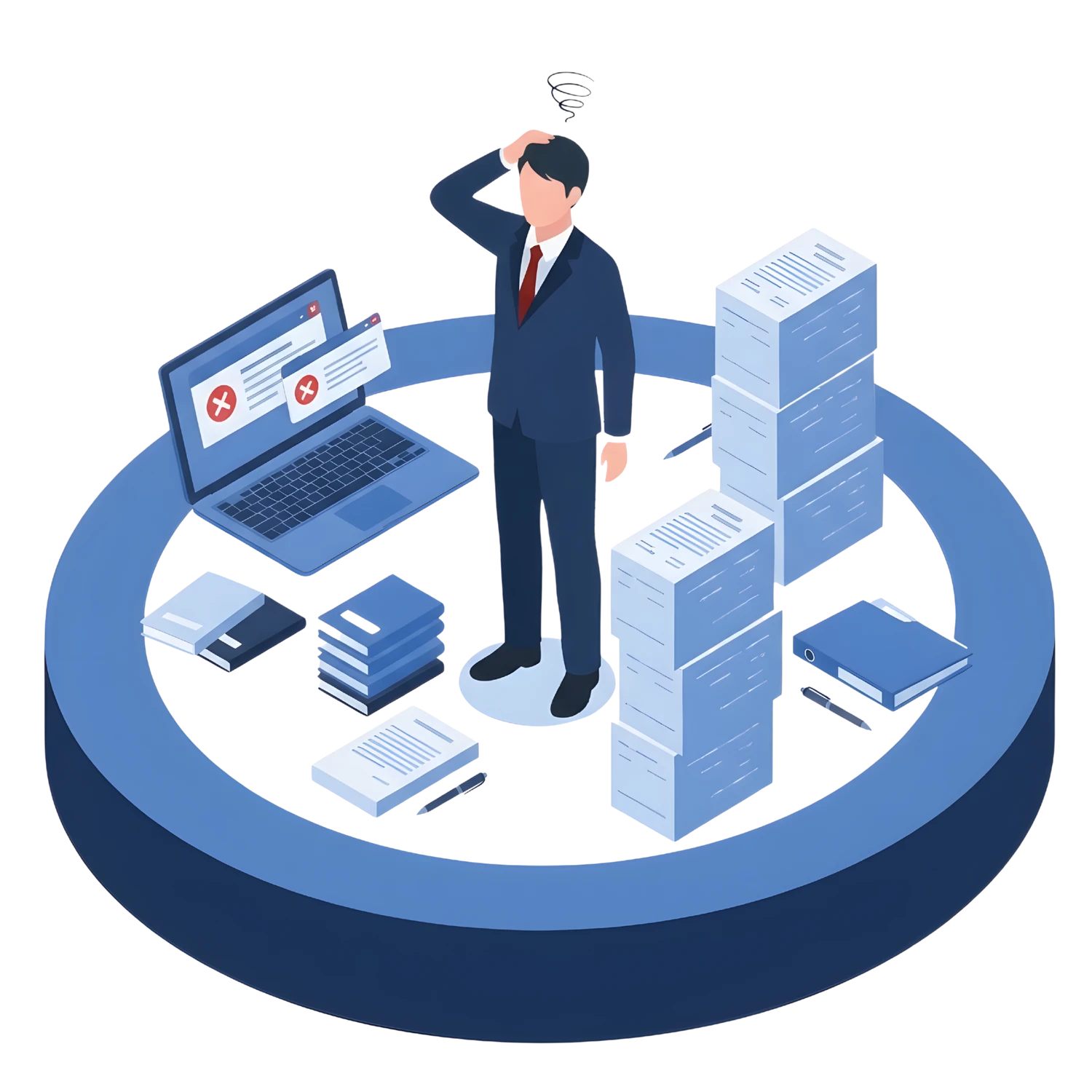 IT導入に悩む中小企業経営者のイラスト